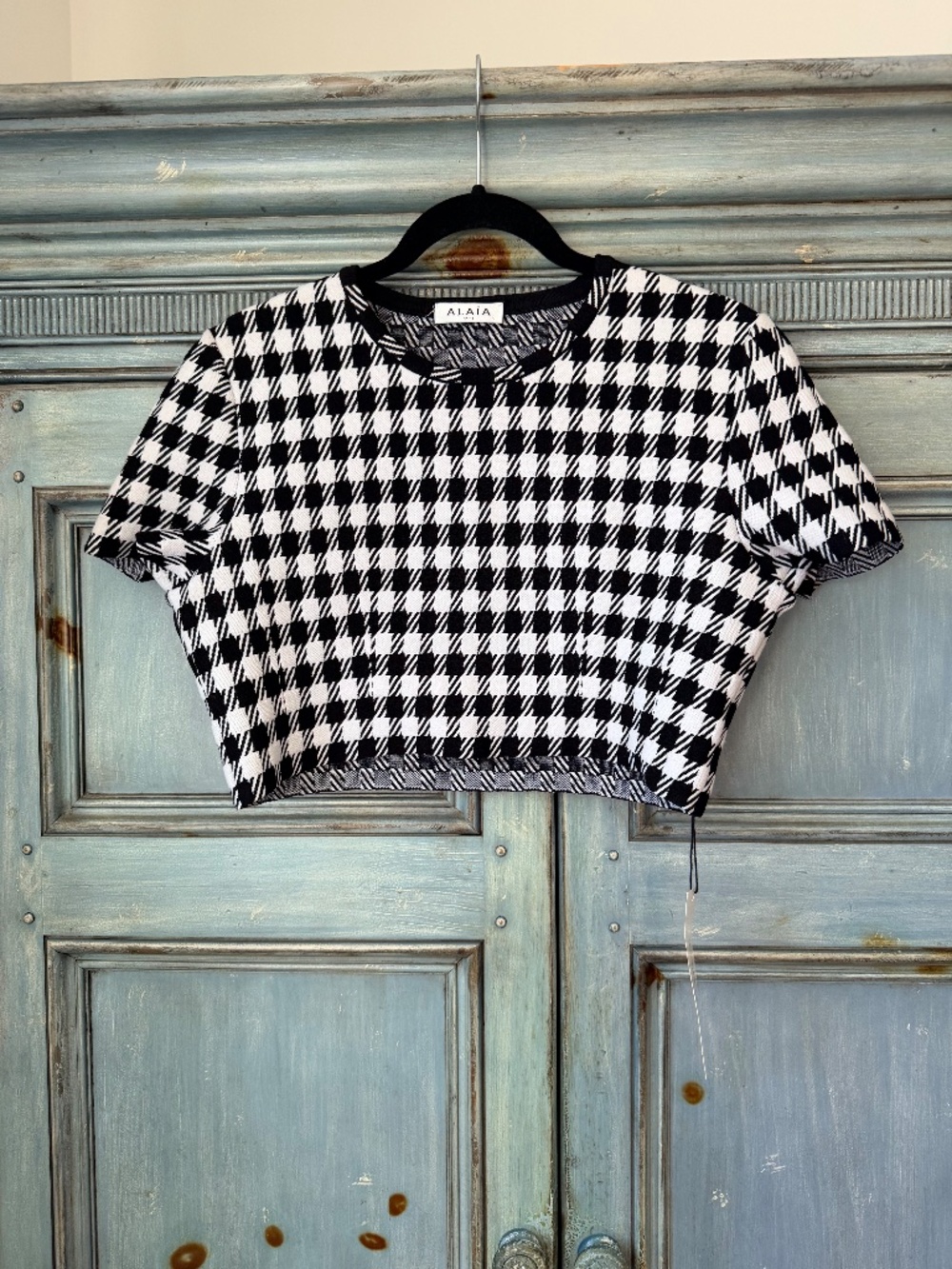 Alaia Check Cropped Top in Noir Blanc Size 44 Made in Italy - Picture 6 of 10